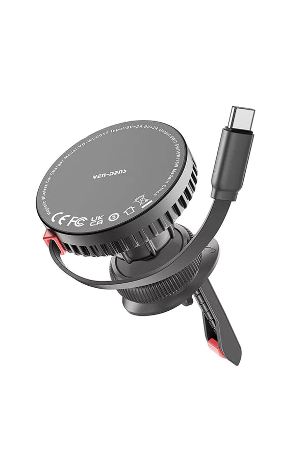 Vendens VD-WLC017 Magsafe Kablosuz Araç Telefon Şarj -Tutucu 15W Hızlı Şarj Qi Uyumlu Siyah