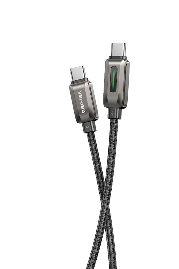 Vendens DC14CC Type-C to Type-C 100W PD Hızlı Şarj ve Data Kablosu, Çinko Alaşım Örgü, 1 Metre