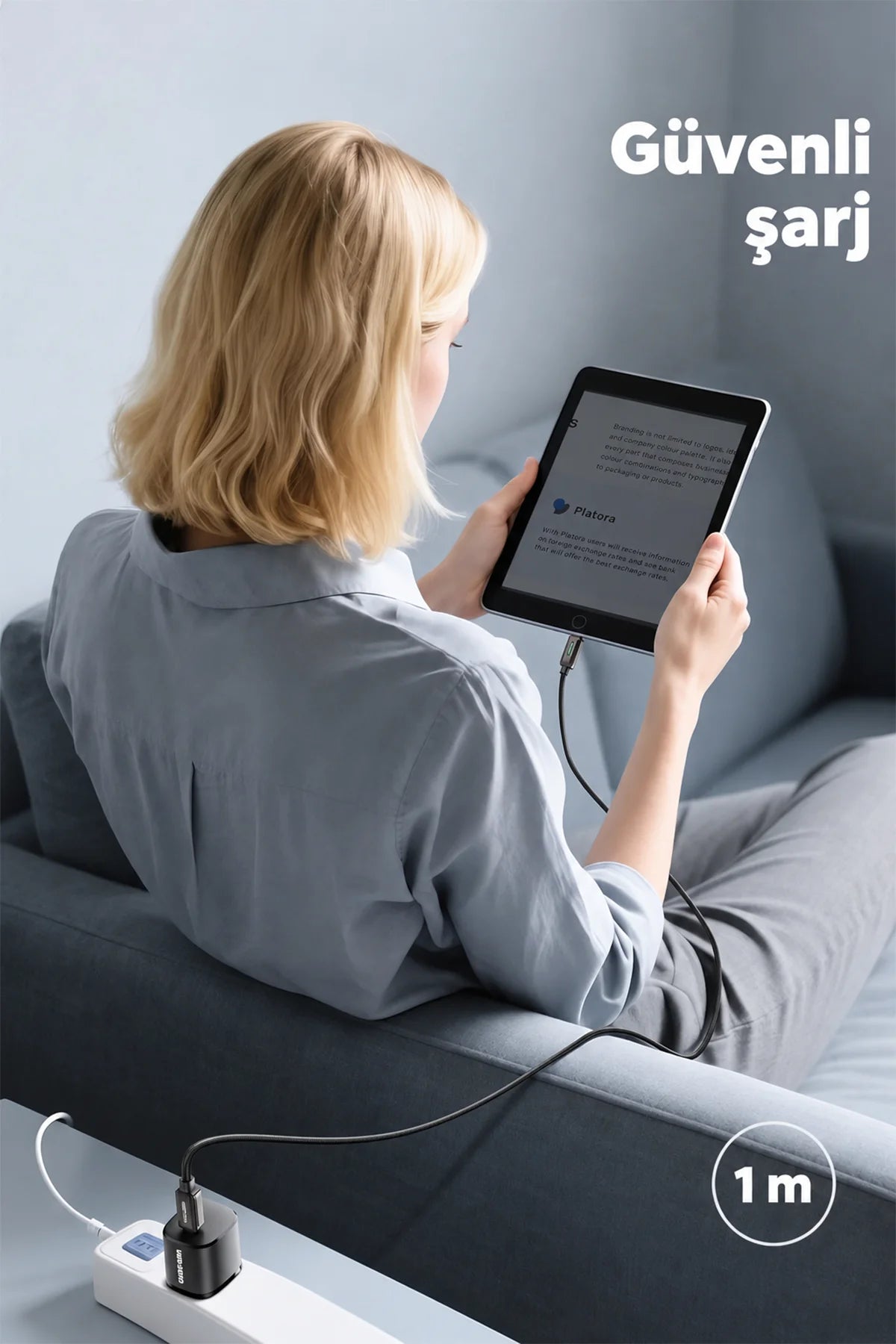 Vendens DC14CC Type-C to Type-C 100W PD Hızlı Şarj ve Data Kablosu, Çinko Alaşım Örgü, 1 Metre