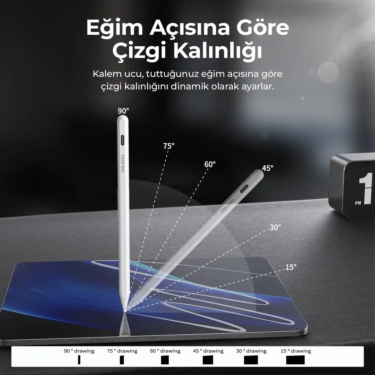 Vendens Metal Tablet Kalemi – iPad ve Android Uyumlu, Manyetik Yapışma, Tip-C Şarj, 10 Saat Kullanım