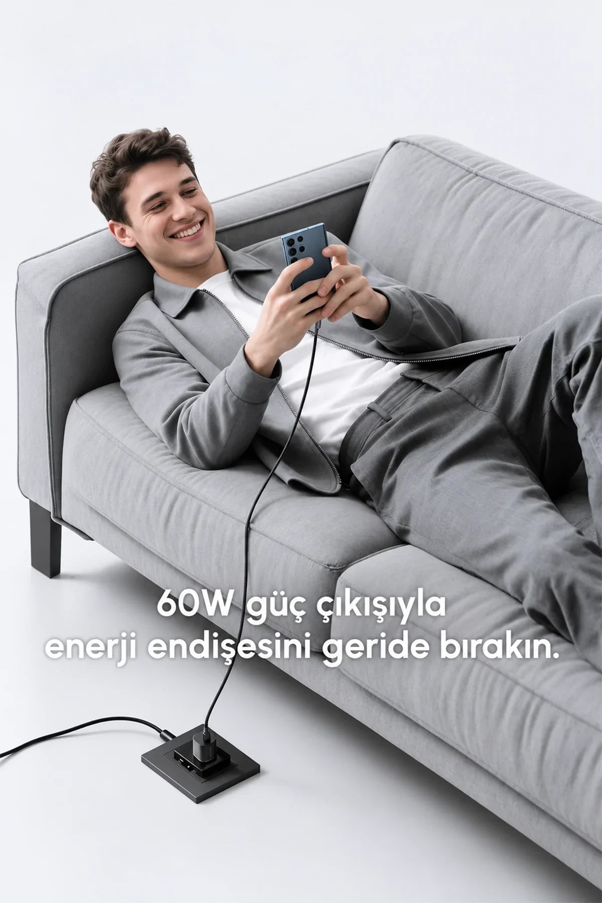 Vendens VD-DC03CC 60W Type-C to Type-C Hızlı Şarj Kablosu, Örgülü, 180° Döner Başlık, 1 Metre