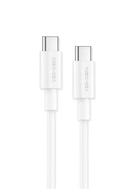 Vendens VD-DCR05 USB-C'den USB-C'ye 60W Hızlı Şarj Destekli Beyaz Type C Kablo 1.2m