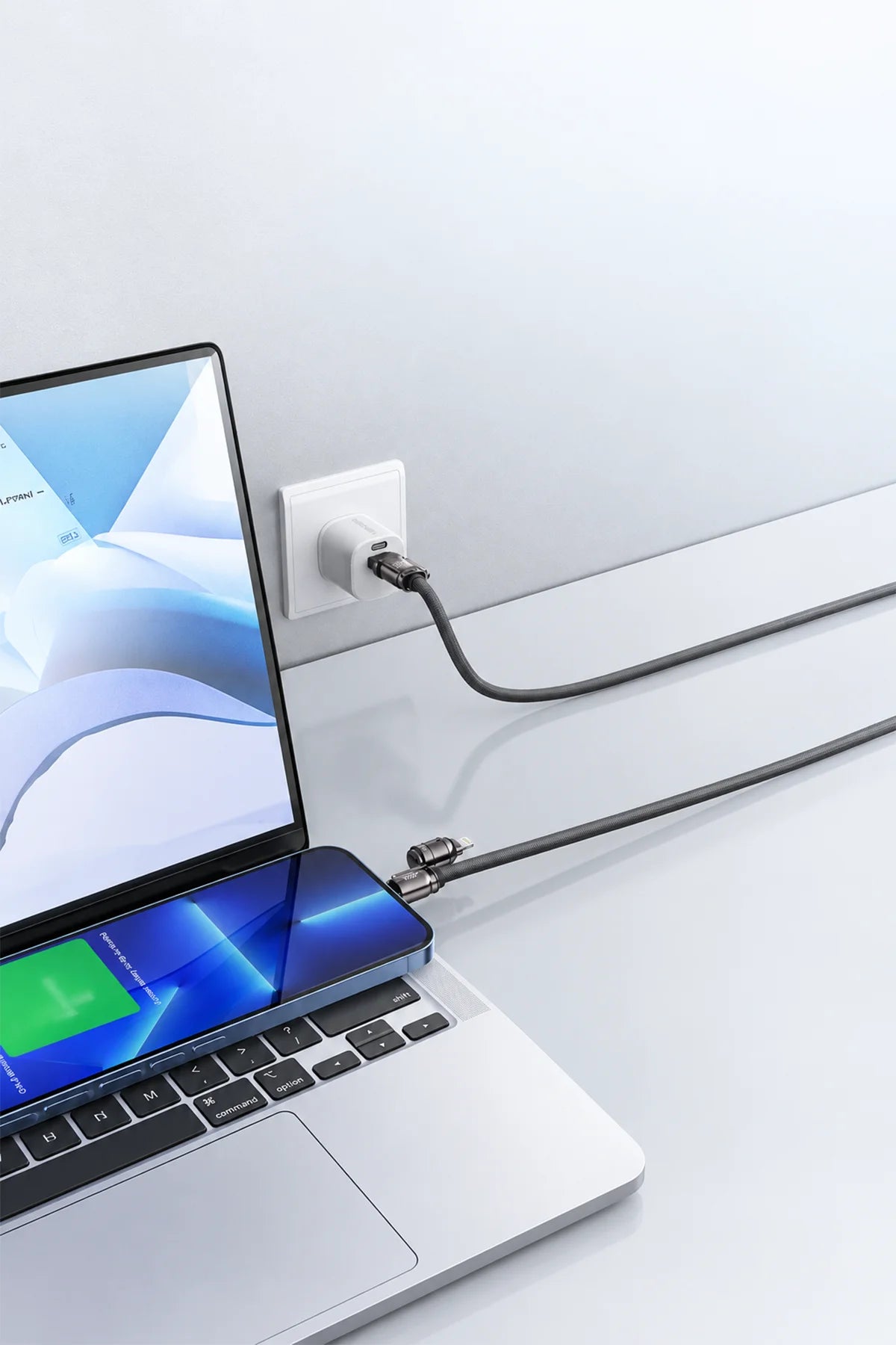 Vendens VD-DCS03 60W 4'ü 1 Arada Hızlı Şarj Kablosu, Taşıma İpi ,Type-C, Lightning, Micro USB, Örgülü 1.5 Metre