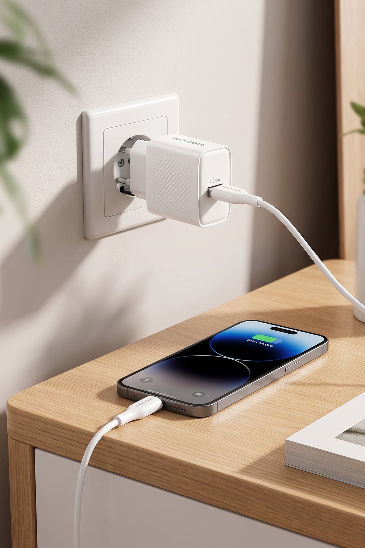 Vendens VD-TC019BA01 10.5W Hızlı Şarj Adaptörü, USB-A, 1 Metre Type-C Kablo Seti, Beyaz