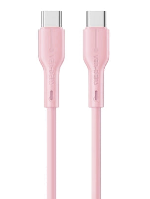 Vendens VD-DC23CC Type-C to Type-C 60W PD Hızlı Şarj ve Data Kablosu, 1 Metre - Pembe