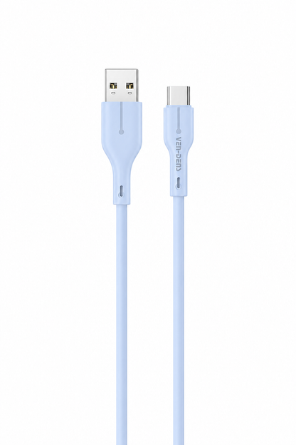 Ven-dens VD-DC23C USB-A-Type-C 5V 3A Hızlı Şarj ve Data Kablosu 1 Metre Esnek Dayanıklı TPE USB-C Veri Aktarım Kablosu Telefon Tablet Powerbank Uyumlu