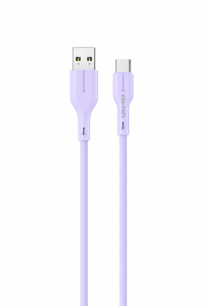 Ven-dens VD-DC23C USB-A-Type-C 5V 3A Hızlı Şarj ve Data Kablosu 1 Metre Esnek Dayanıklı TPE USB-C Veri Aktarım Kablosu Telefon Tablet Powerbank Uyumlu