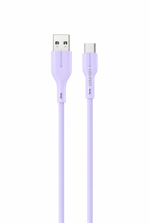 Ven-dens VD-DC23C USB-A-Type-C 5V 3A Hızlı Şarj ve Data Kablosu 1 Metre Esnek Dayanıklı TPE USB-C Veri Aktarım Kablosu Telefon Tablet Powerbank Uyumlu