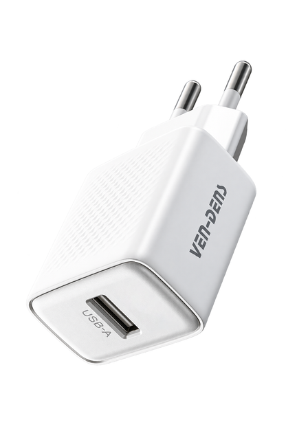 Ven-Dens VD-TC019BA 10,5 W USB-A Şarj Adaptörü, Kompakt Duvar Tipi Tasarım, 110–240 V Giriş, Beyaz