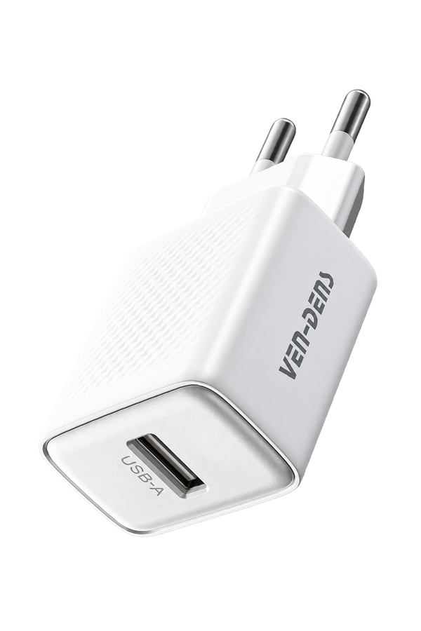 Ven-Dens VD-TC019BA 10,5 W USB-A Şarj Adaptörü, Kompakt Duvar Tipi Tasarım, 110–240 V Giriş, Beyaz
