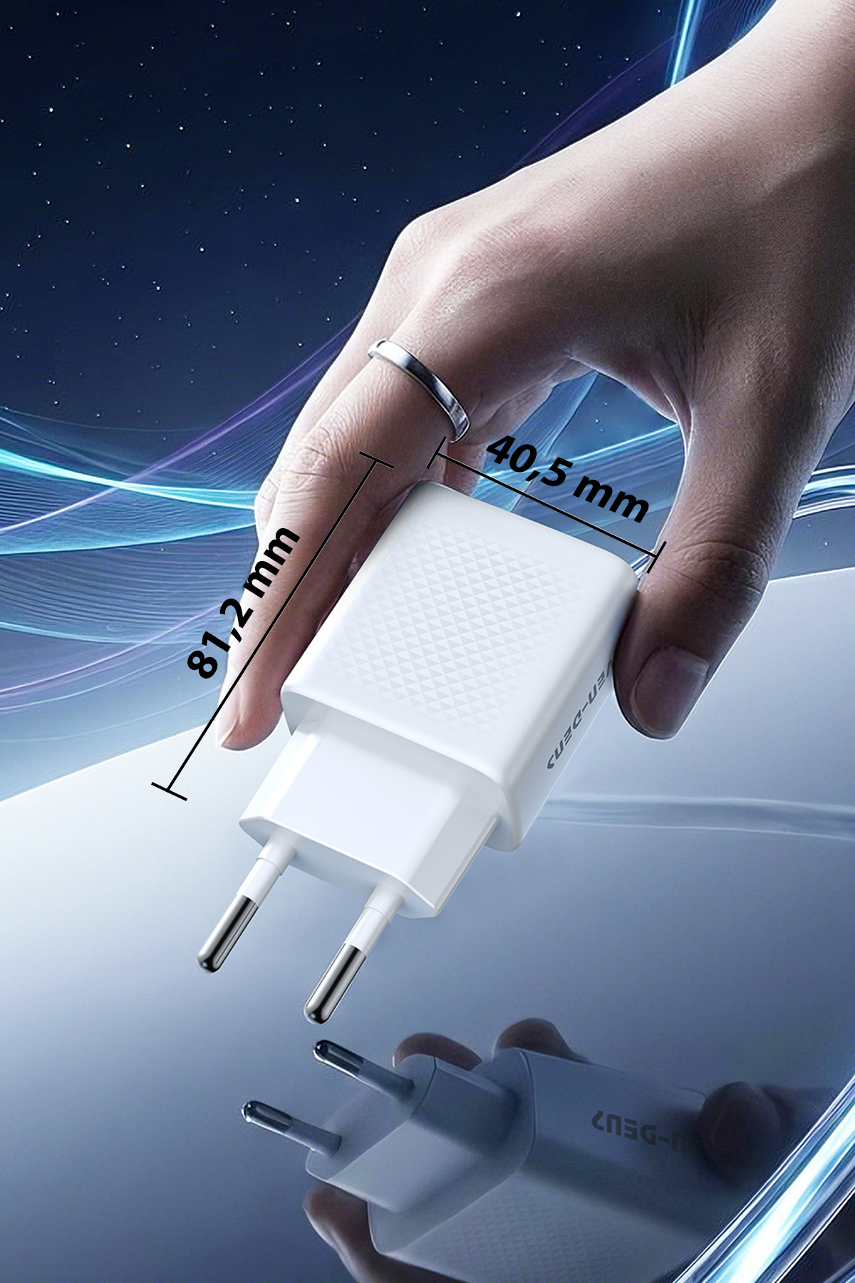 Ven-Dens VD-TC019BAC 20W USB-C PD ve 18W USB-A Çift Portlu Hızlı Şarj Adaptörü, EU Priz, Beyaz