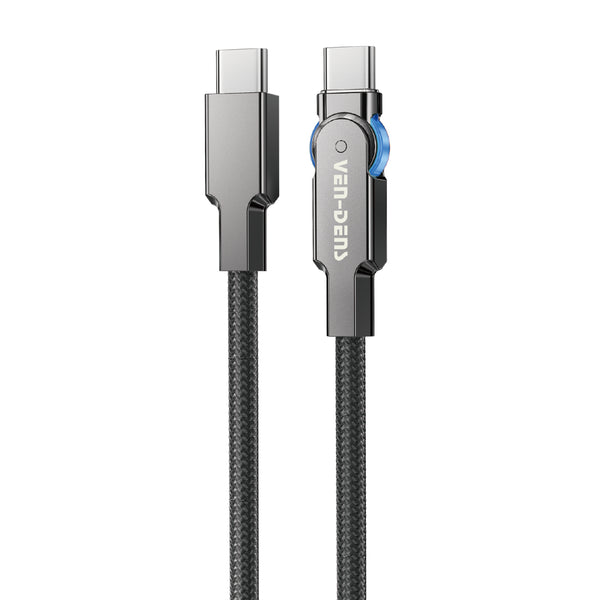 Vendens VD-DC03CC USB-C'den USB-C'ye Örgülü 180 Derece Dönebilen Başlıklı 60W Hızlı Şarj Type C Şarj Kablosu 1m