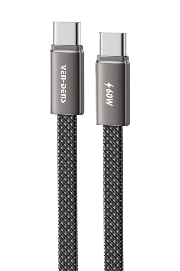 Vendens VD-DC22CC USB-C'den USB-C'ye Örgülü 60W Hızlı Şarj Destekli Type C Kablo 1.2m