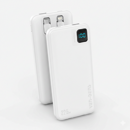 Vendens VD-PB060 Dahili Kablolu Powerbank 10000 mAh | 22.5W Hızlı Şarj & LED Ekran