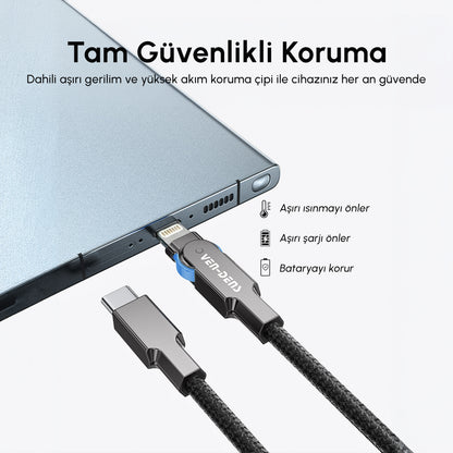 Vendens VD-DC03CL 27W Type-C to Lightning Hızlı Şarj ve Veri Kablosu, 1 Metre
