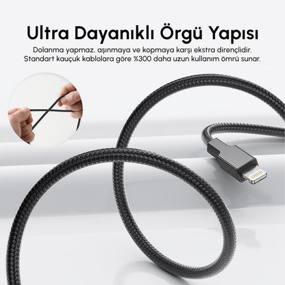 Vendens VD-DC03CL 27W Type-C to Lightning Hızlı Şarj ve Veri Kablosu, 1 Metre