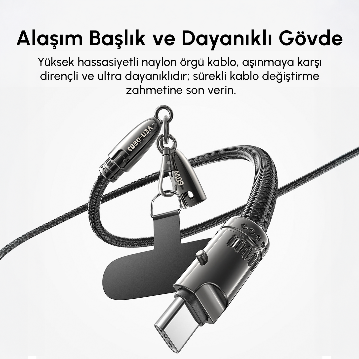 Vendens VD-DCS02 USB-C'den USB-C'ye Örgülü 60W Hızlı Şarj Destekli Type C Kablo 1.2m