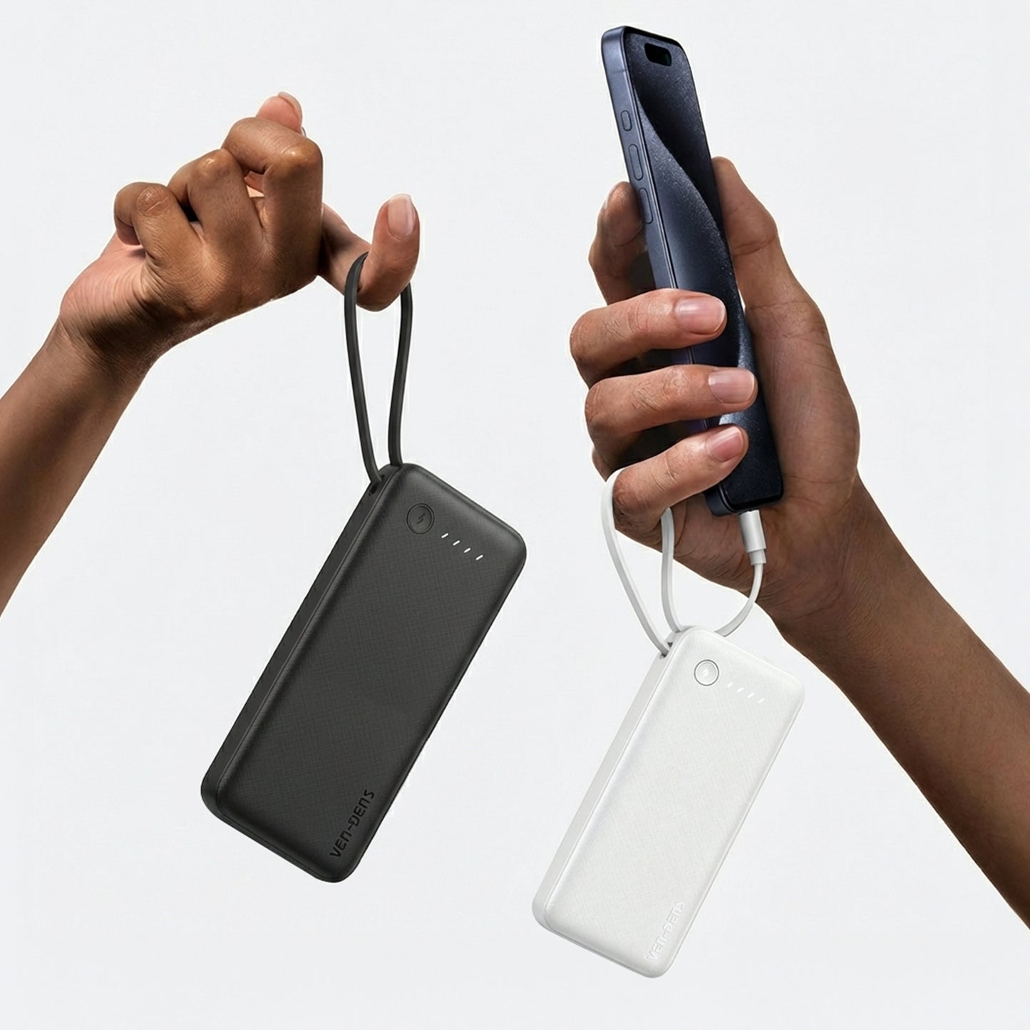 Vendens VD-PB058 Dahili 4 Kablolu 10000mAh  Işıklı Göstergeli LED El Fenerli Powerbank Tüm Telefonlarla Uyumlu
