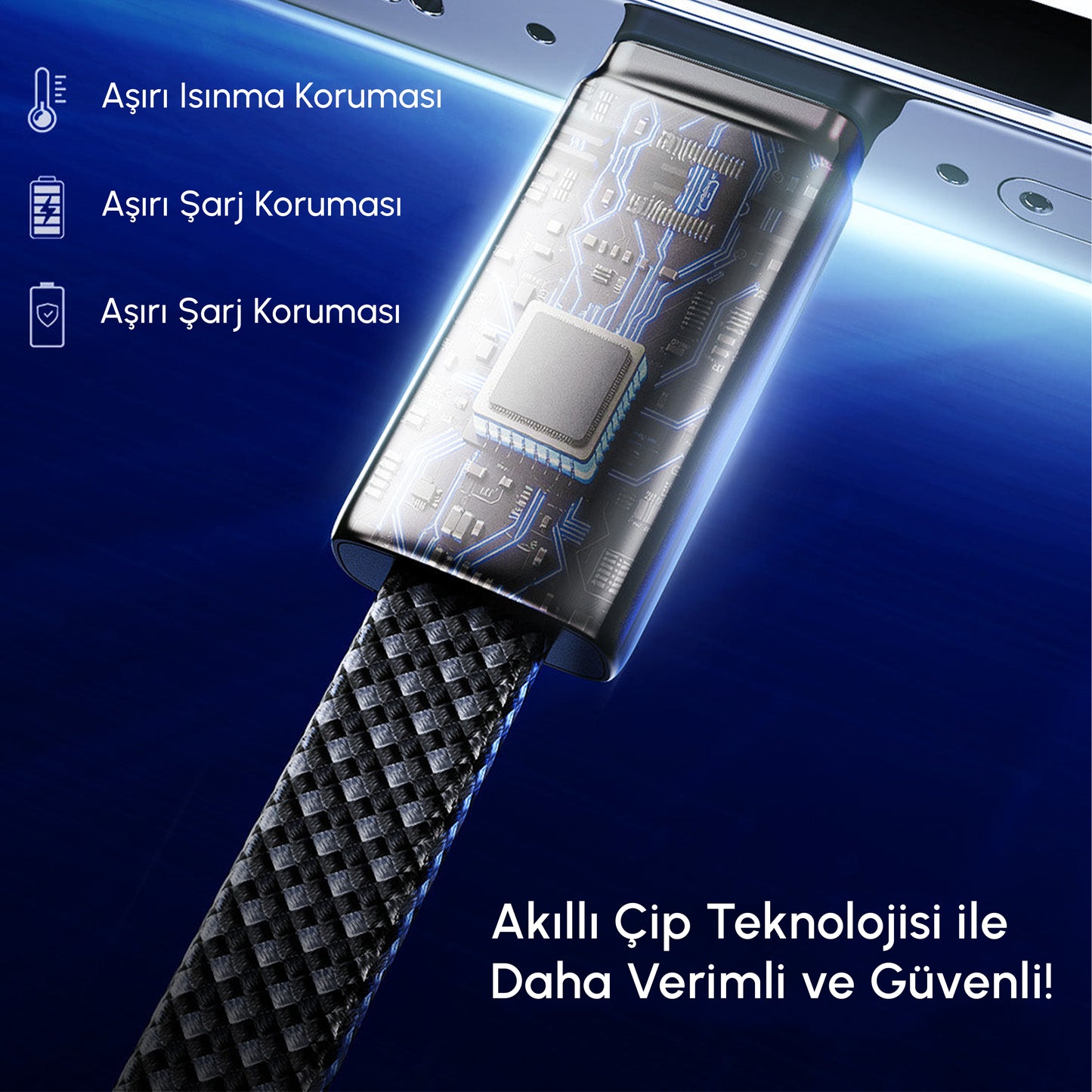 Vendens VD-DC22CC USB-C'den USB-C'ye Örgülü 60W Hızlı Şarj Destekli Type C Kablo 1.2m